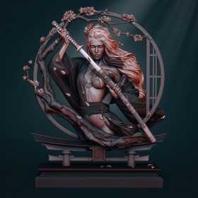 Samurai Woman - STL 3D print files