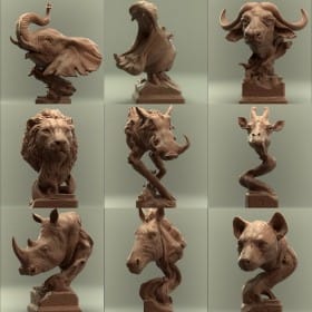 African animals Busts - STL 3D print files