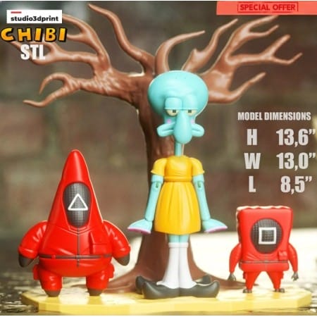 Squid Game x Spongebob Chibi - STL 3D print files