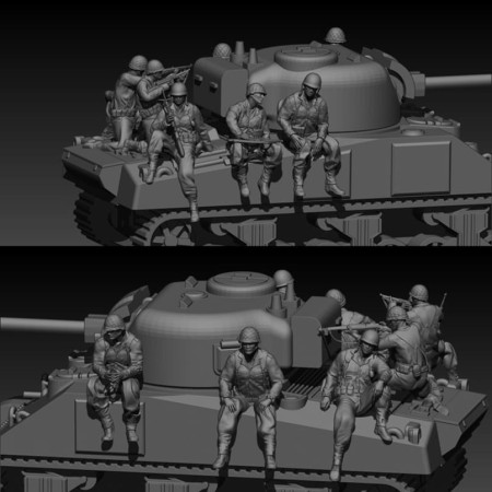 WW2 Assault 8 American Soldiers in Sherman - STL 3D print files